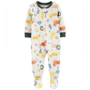 3/$10 🛒🛍️ Carter's Gray Safari Animal Print Footie Zip-Up Onesie Pajama Size 12M
